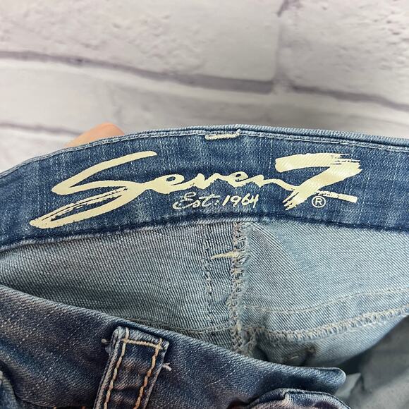 Seven7 Womens 8 Indie Bling Y2K Embroidered Sequin Pocket Bootcut Jeans Med Wash - Picture 6 of 13